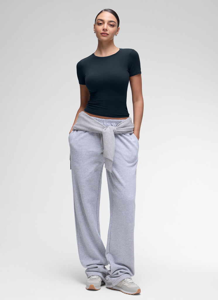 CRZ YOGA Women Going Out Tops Soft High Crew Neck Casual Tight Shirts True Navy