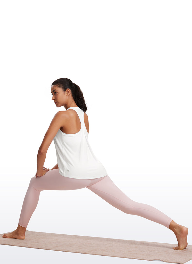CRZ YOGA Women's Racerback Tank Tops High Crewneck Sleeveless Soft Flowy Black