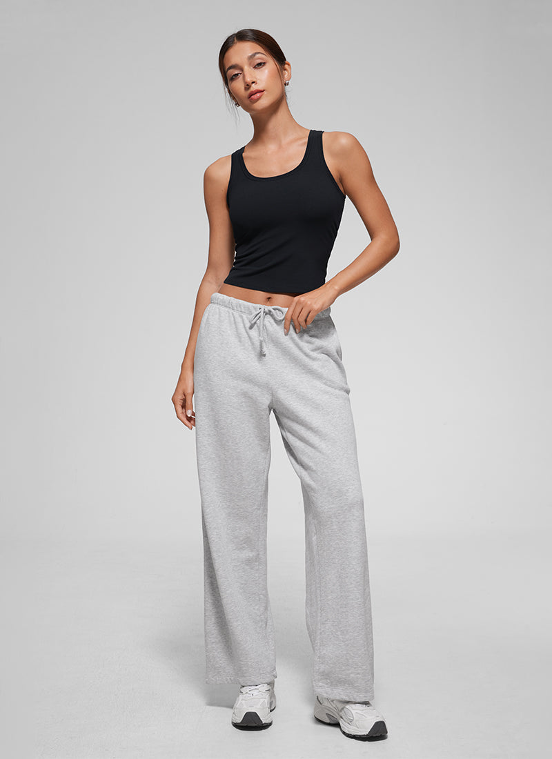 CRZ YOGA Women Softembrace Soft Double Lined Scoop Neck Tanks Casual Tops Black