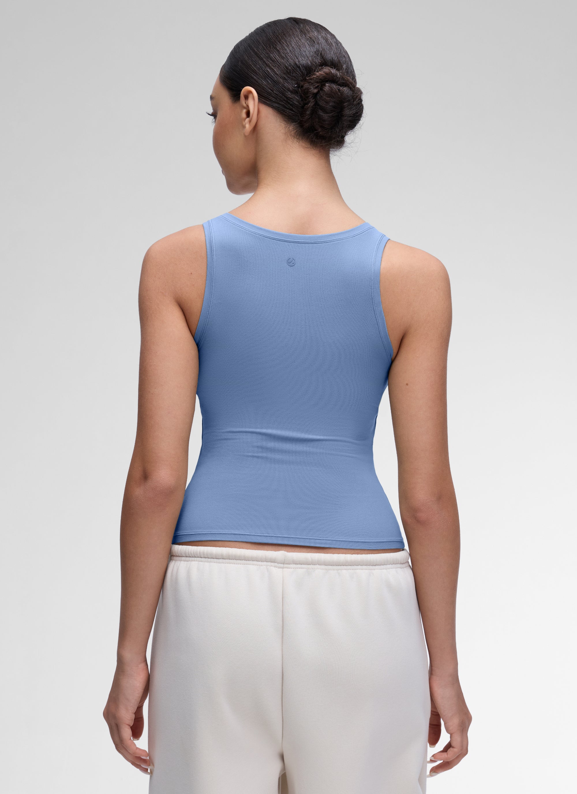 CRZ YOGA Women Softembrace Soft Double Lined Scoop Neck Tanks Casual Tops Oasis Blue