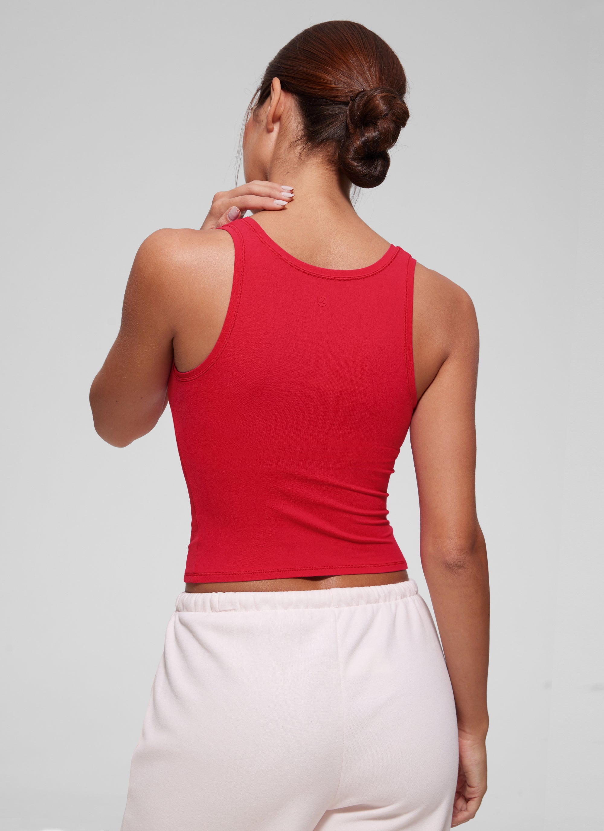 CRZ YOGA Women Softembrace Soft Double Lined Scoop Neck Tanks Casual Tops Strawberry Pink