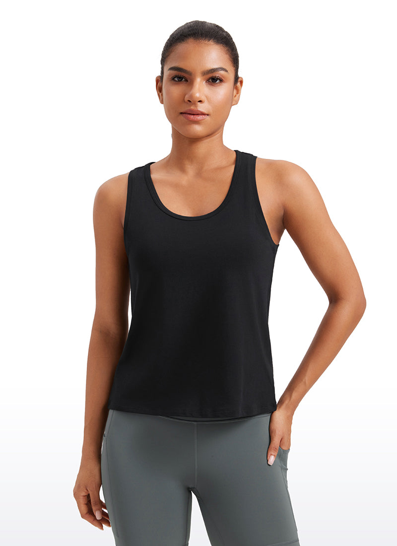 CRZ YOGA Pima Cotton Scoop Neck Racerback Workout Sleeveless Tank