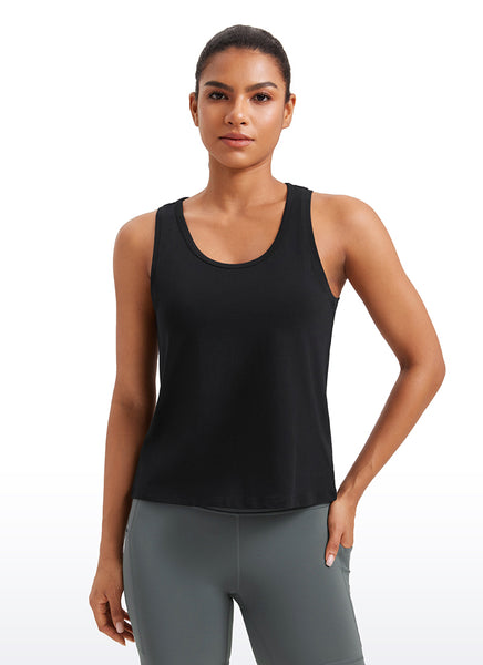 CRZ YOGA Pima Cotton Scoop Neck Racerback Workout Sleeveless Tank