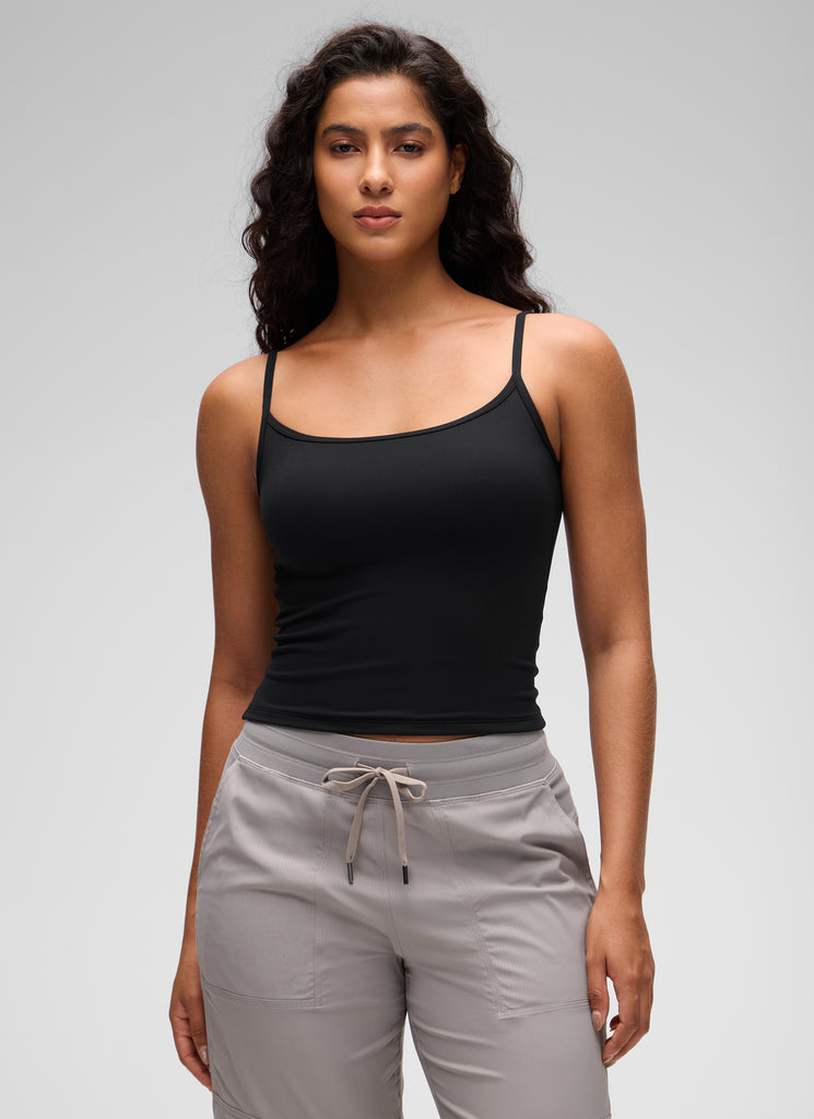 CRZ YOGA Women's Butterluxe Casual Scoop Neck U Back Double Lined Tank Kayak Blue