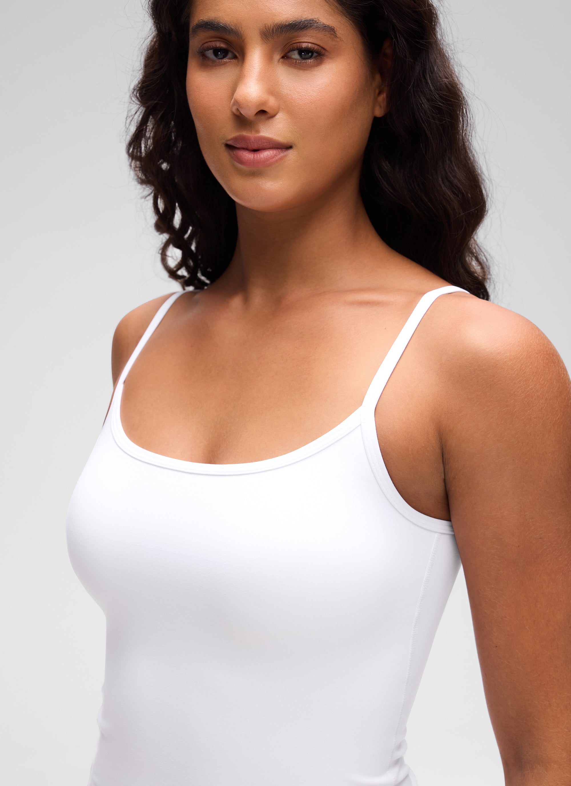 CRZ YOGA Women's Butterluxe Casual Scoop Neck U Back Double Lined Tank White