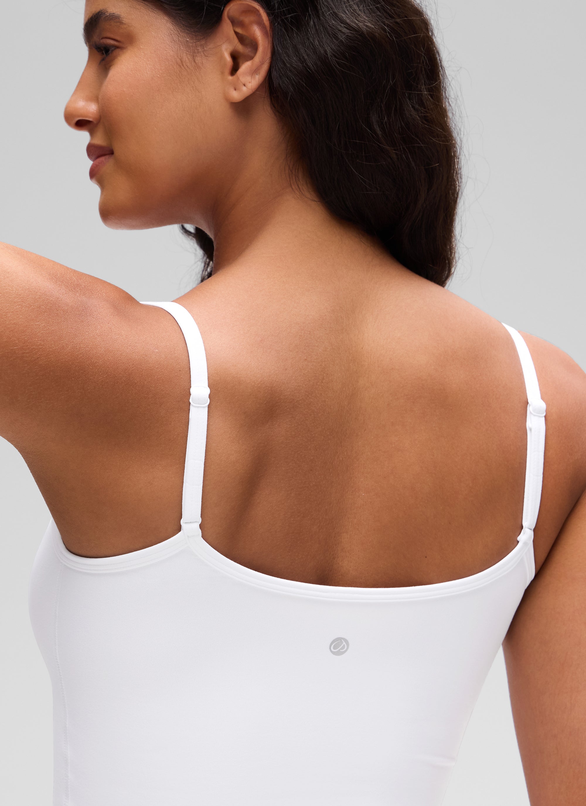 CRZ YOGA Women's Butterluxe Casual Scoop Neck U Back Double Lined Tank White