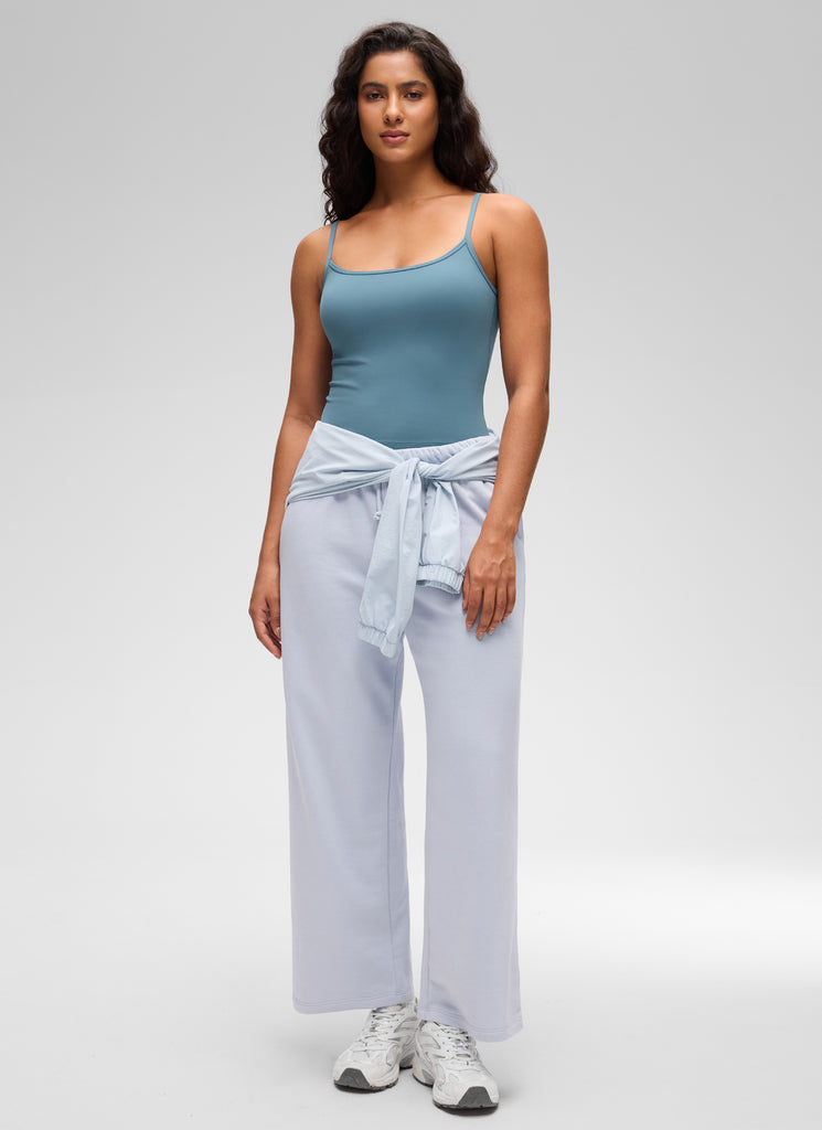 CRZ YOGA Women's Butterluxe Casual Scoop Neck U Back Double Lined Tank Blue Ashes