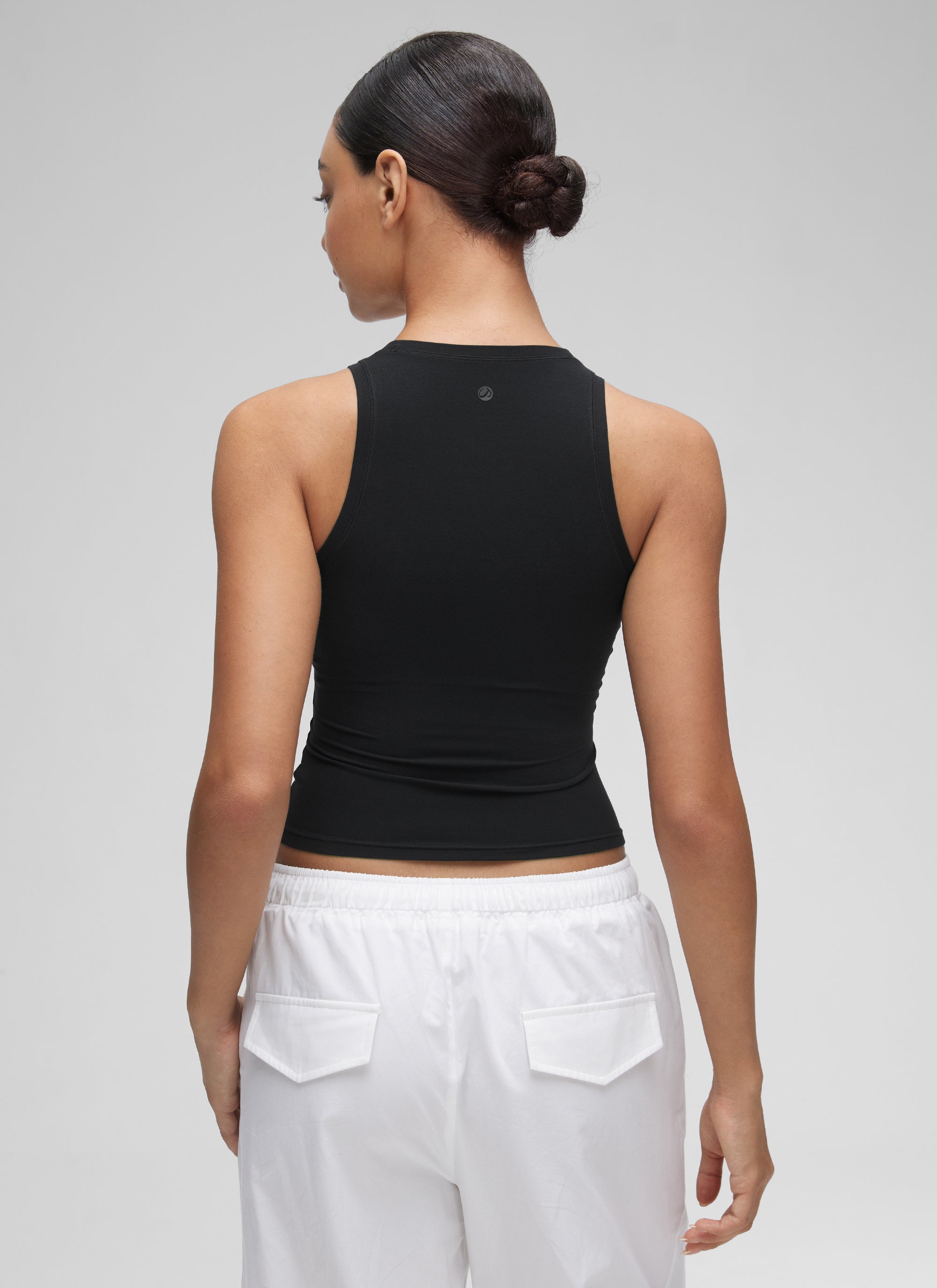 CRZ YOGA Women High Neck Casual Double Lined Sleeveless Tanks Black