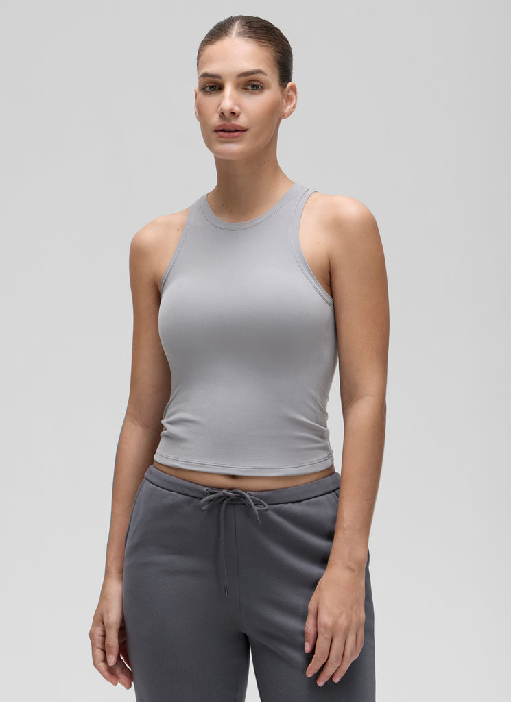 CRZ YOGA Women High Neck Casual Double Lined Sleeveless Tanks Strawberry Pink