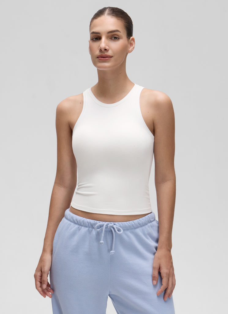 CRZ YOGA Women High Neck Casual Double Lined Sleeveless Tanks Black