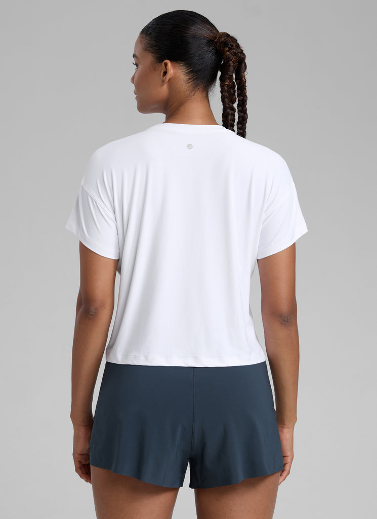 CRZ YOGA Women Cloudweight High Crew Neck Lightweight Loose Short Sleeve Black