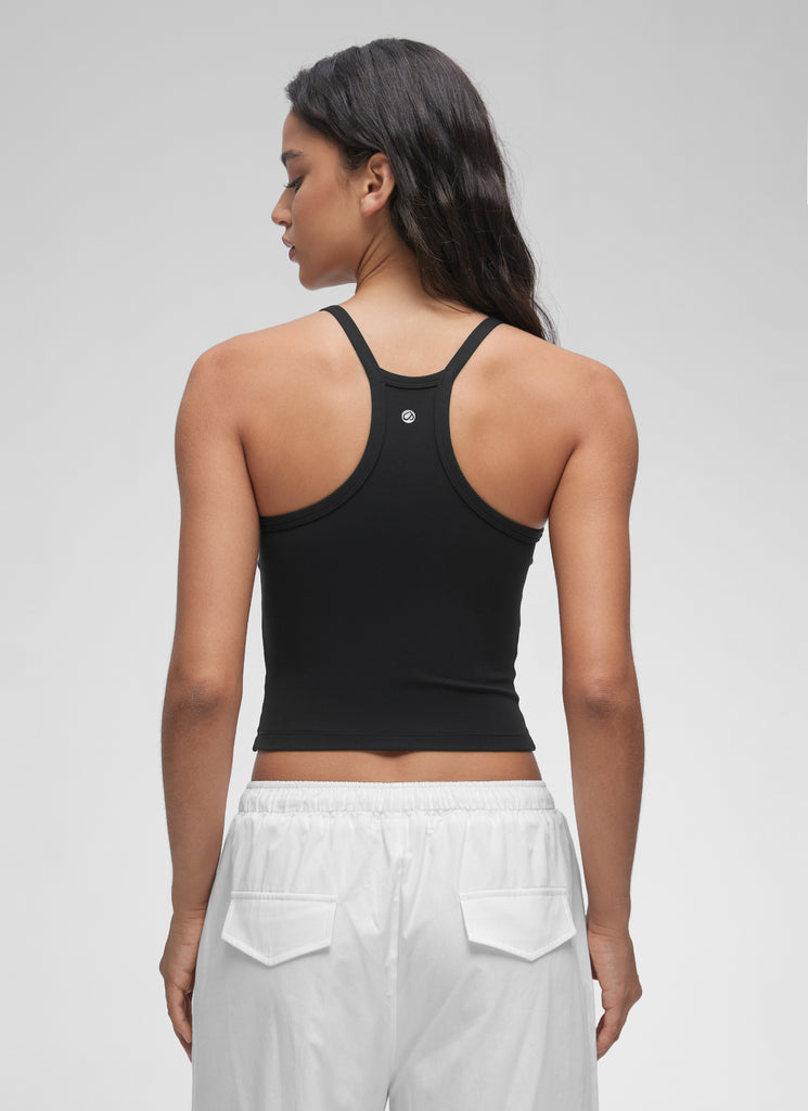 CRZ YOGA Women's Butterluxe Soft Double Lined V Neck Racerback Tanks Black