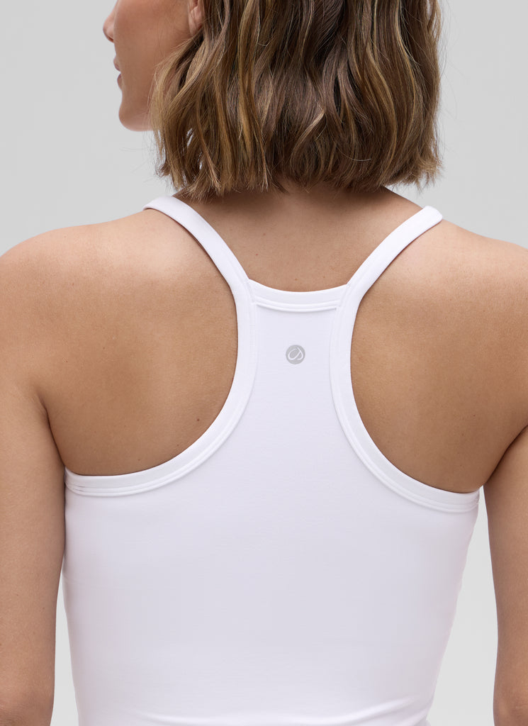CRZ YOGA Women's Butterluxe Soft Double Lined V Neck Racerback Tanks White