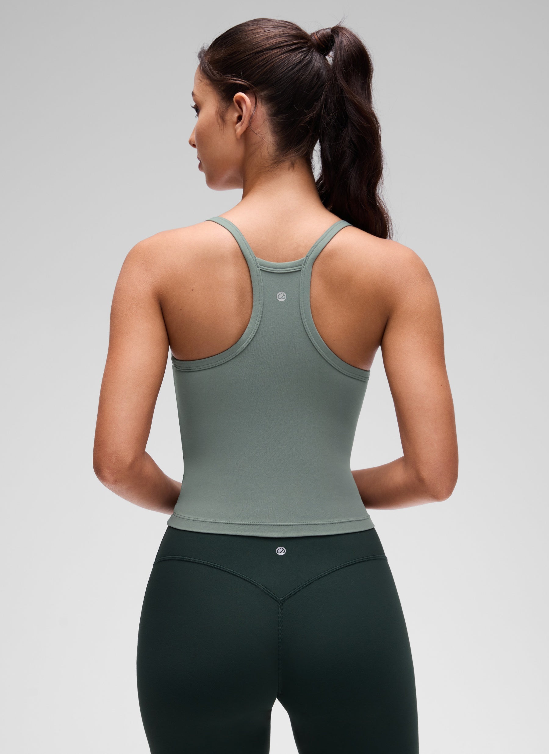 CRZ YOGA Women's Butterluxe Soft Double Lined V Neck Racerback Tanks Grey Sage