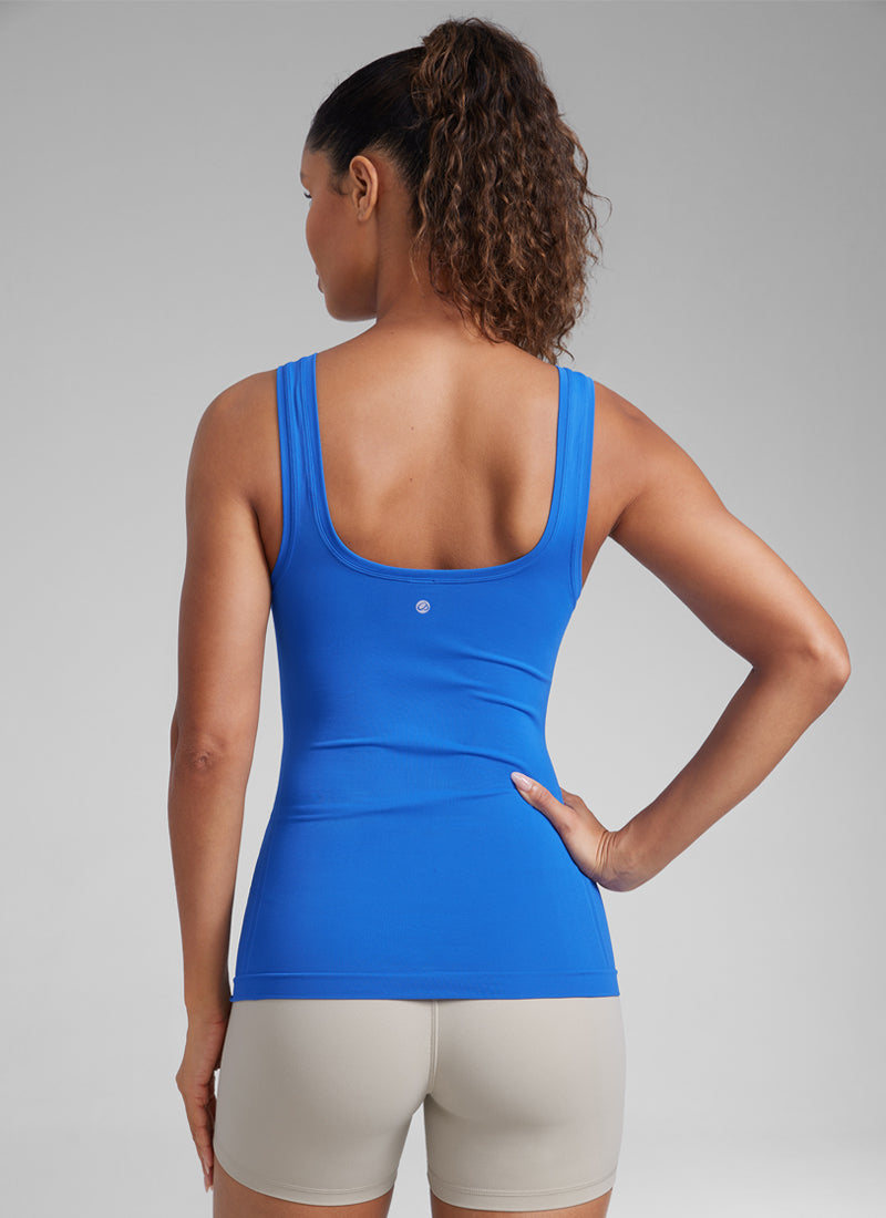 CRZ YOGA Women's Training  Low U-Back Breathable Top Sleeveless U Neck Sparkle Blue