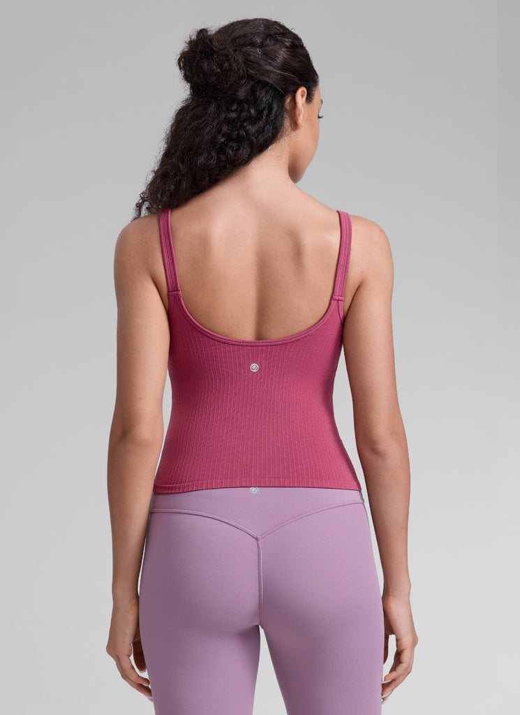 CRZ YOGA Women's Yoga Training Seamless Padded Open Back Sports Bra Washed Mauve