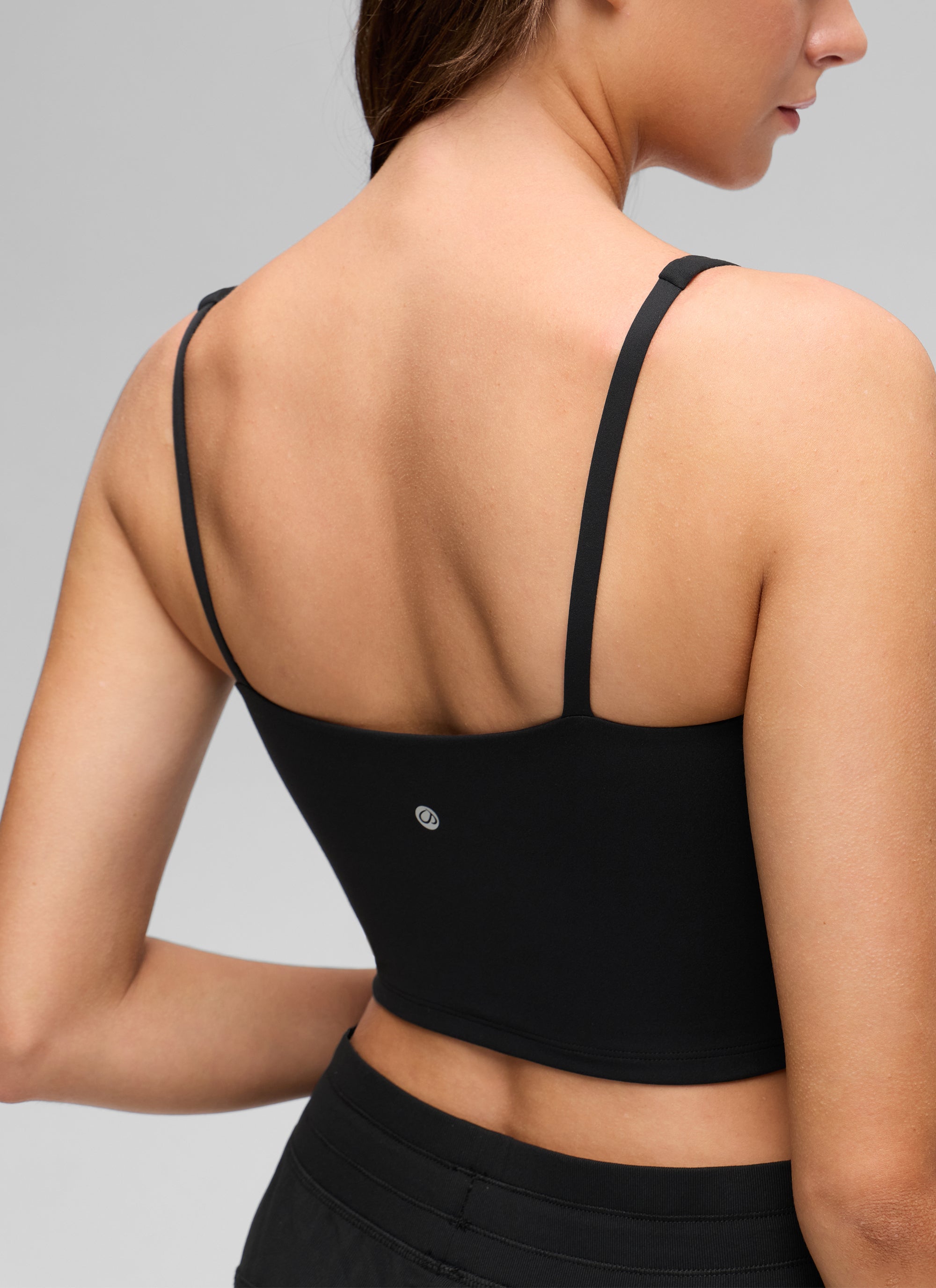 CRZ YOGA Women's Butterluxe Soft Square Neck Crop Double Lined Tank Black