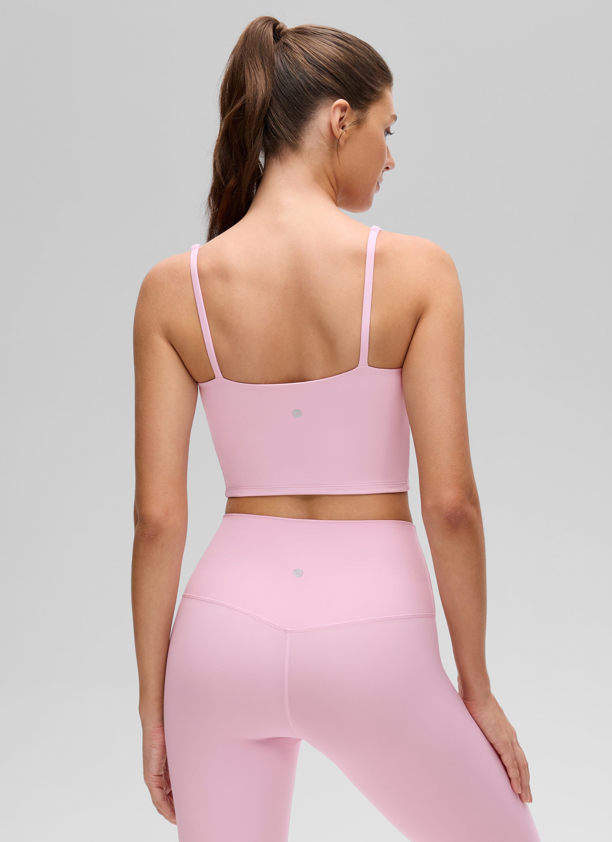 CRZ YOGA Women's Butterluxe Soft Square Neck Crop Double Lined Tank Pink Peony