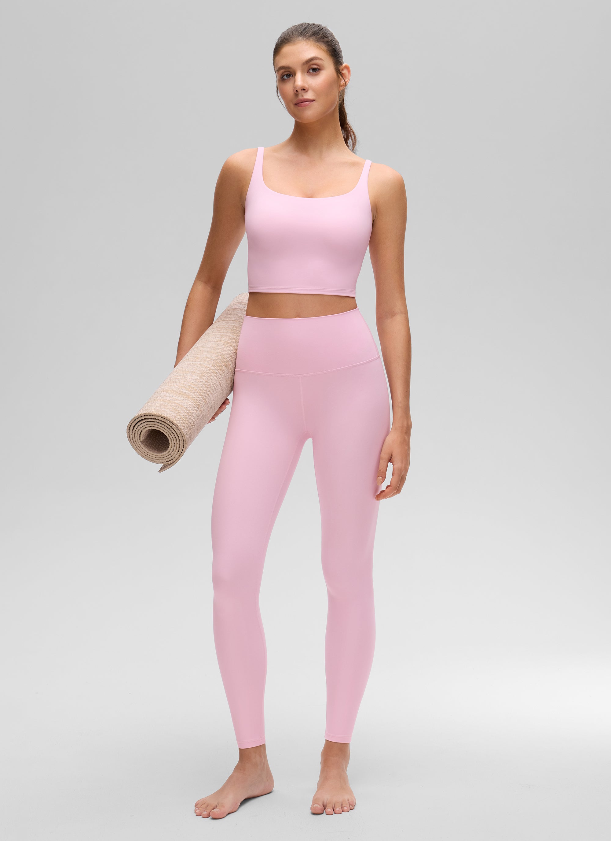 CRZ YOGA Women's Butterluxe Soft Square Neck Crop Double Lined Tank White