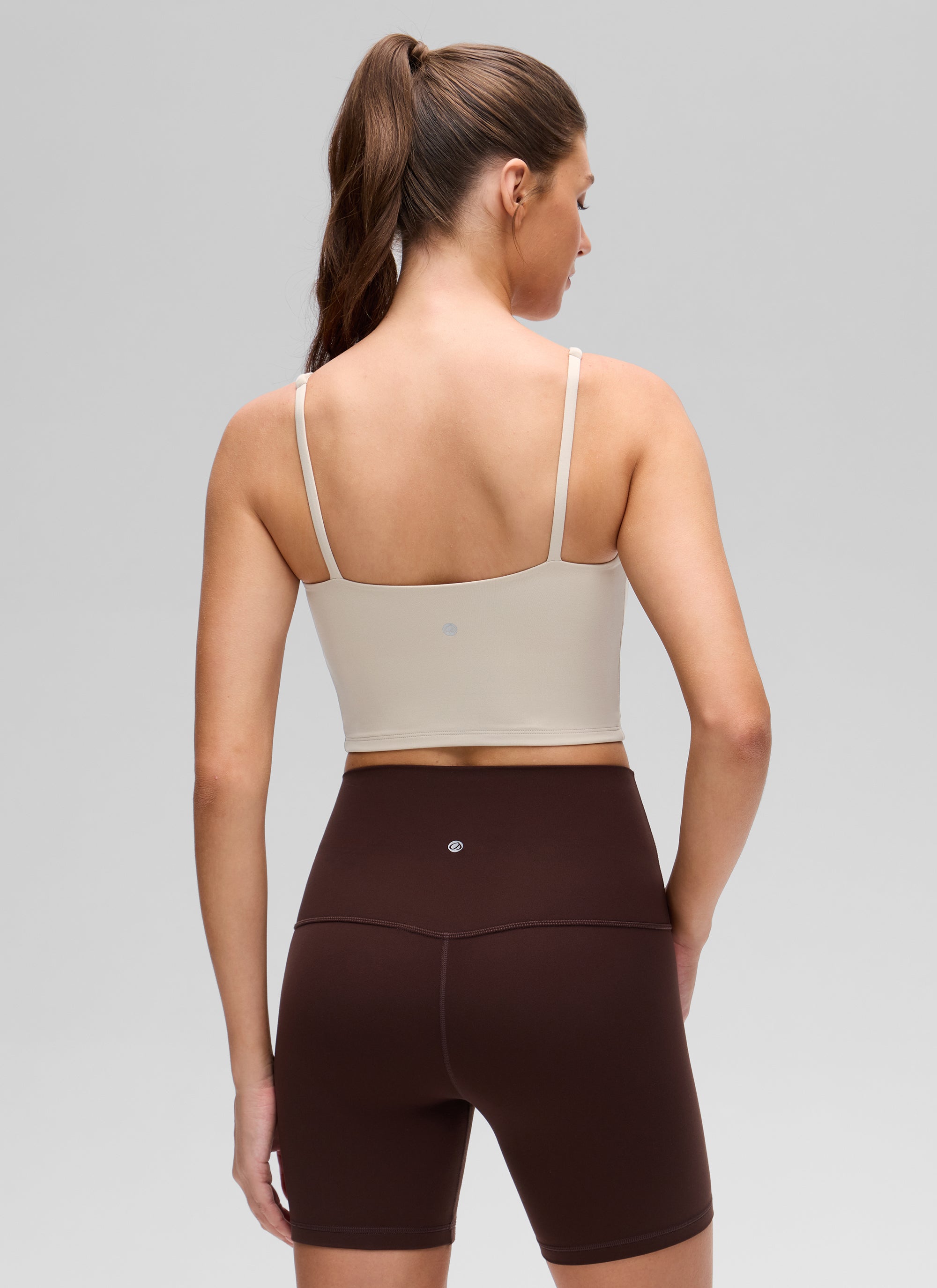 CRZ YOGA Women's Butterluxe Soft Square Neck Crop Double Lined Tank Hot Fudge Brown