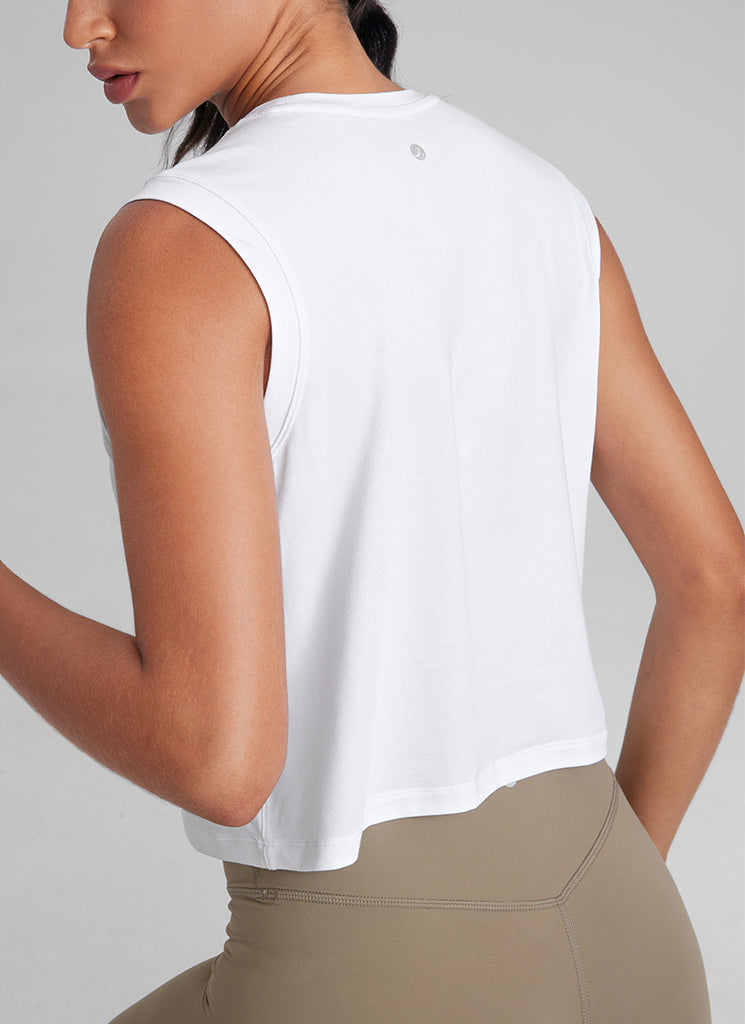 CRZ YOGA Women Workout Casual Poly Cotton-Blend Muscle Tank Quick Dry Black