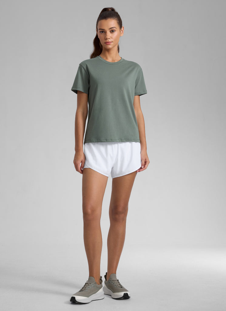 CRZ YOGA Women's Workout Casual Poly Cotton-Blend Short Sleeve Grey Sage