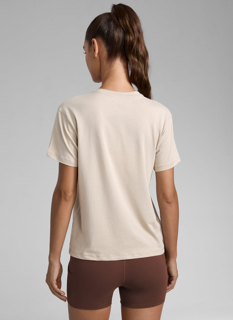 CRZ YOGA Women's Workout Casual Poly Cotton-Blend Short Sleeve Hot Fudge Brown