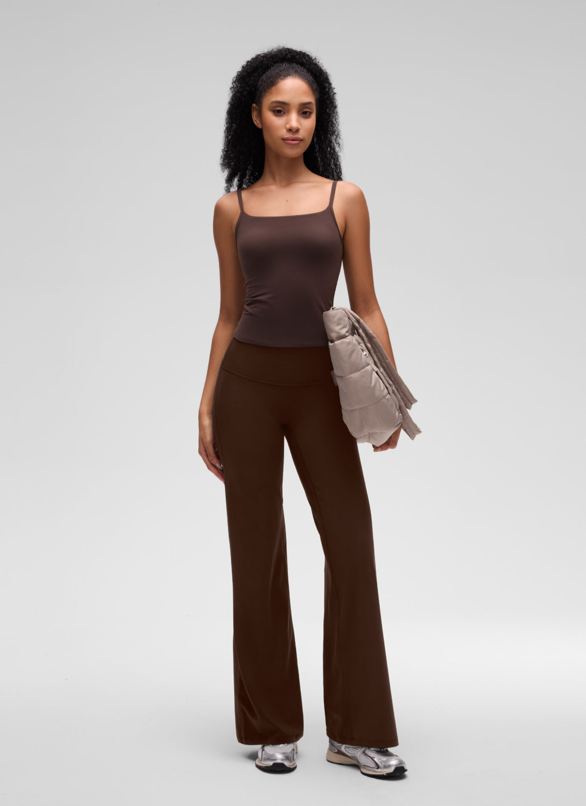CRZ YOGA Women's Softembrace Casual Scoop Neck Double Lined Tank Hot Fudge Brown @model_info:S
