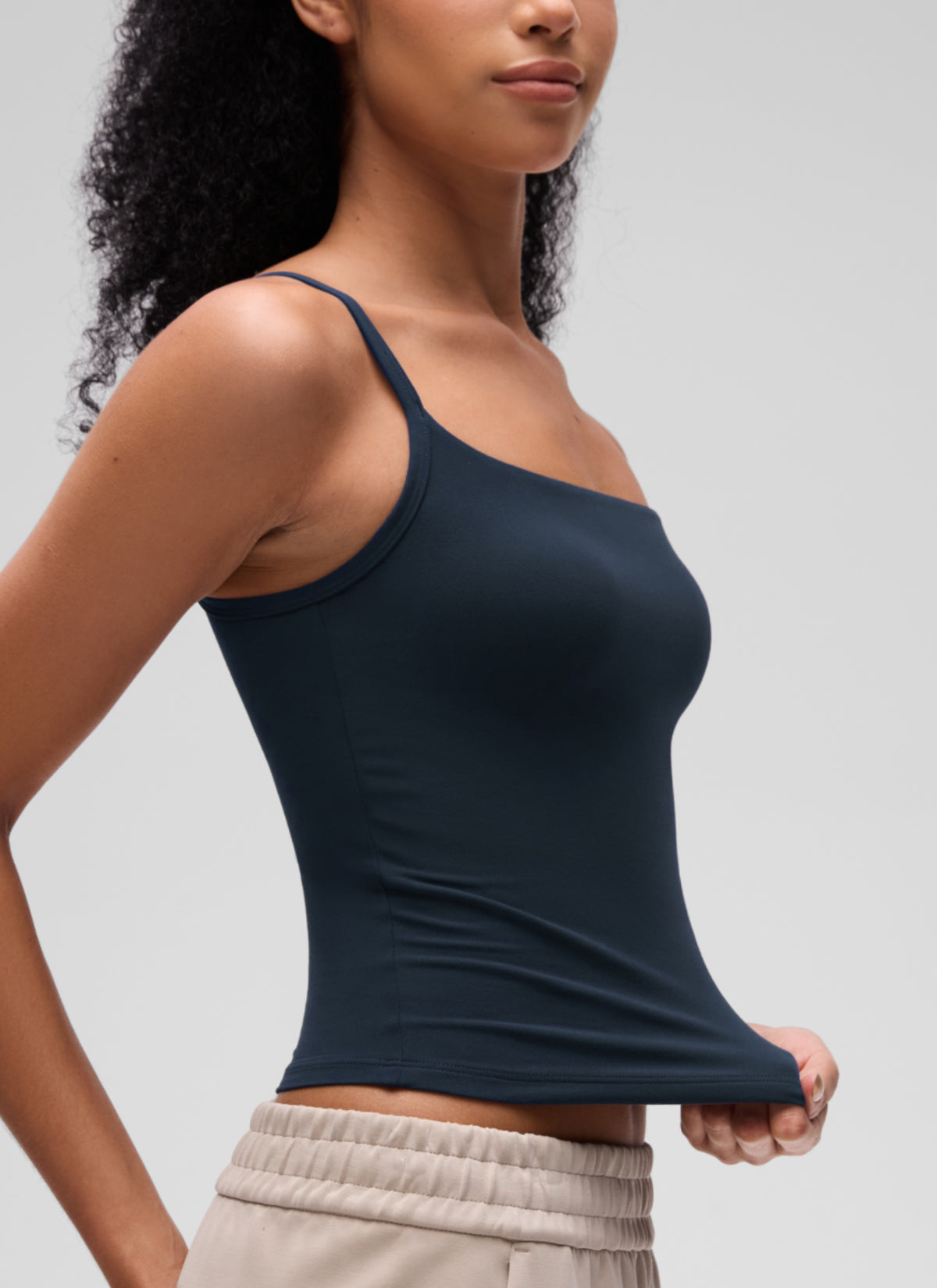 CRZ YOGA Women's Softembrace Casual Scoop Neck Double Lined Tank True Navy @model_info:S