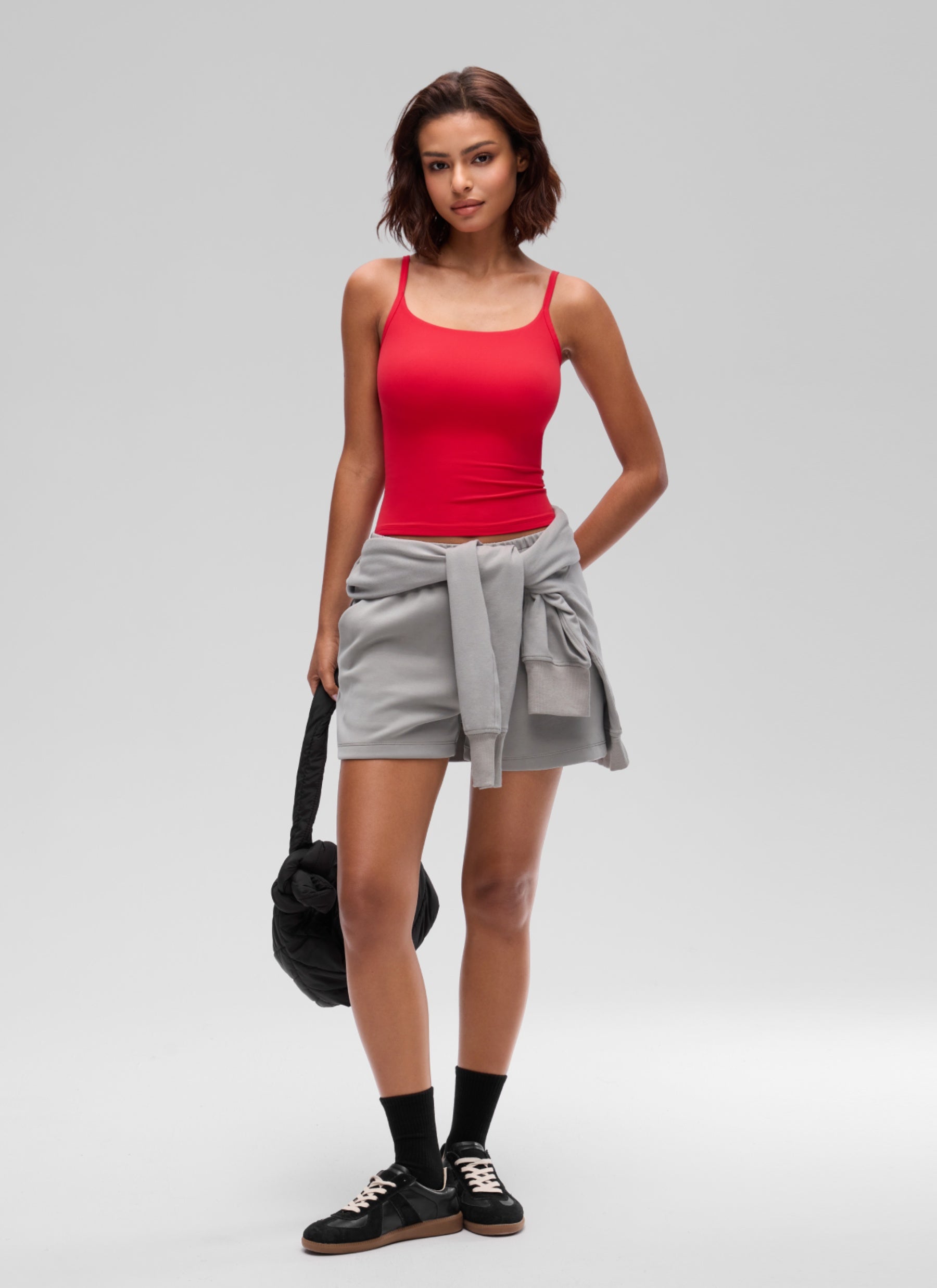 CRZ YOGA Women's Softembrace Casual Scoop Neck Double Lined Tank Aurora Red @model_info:T