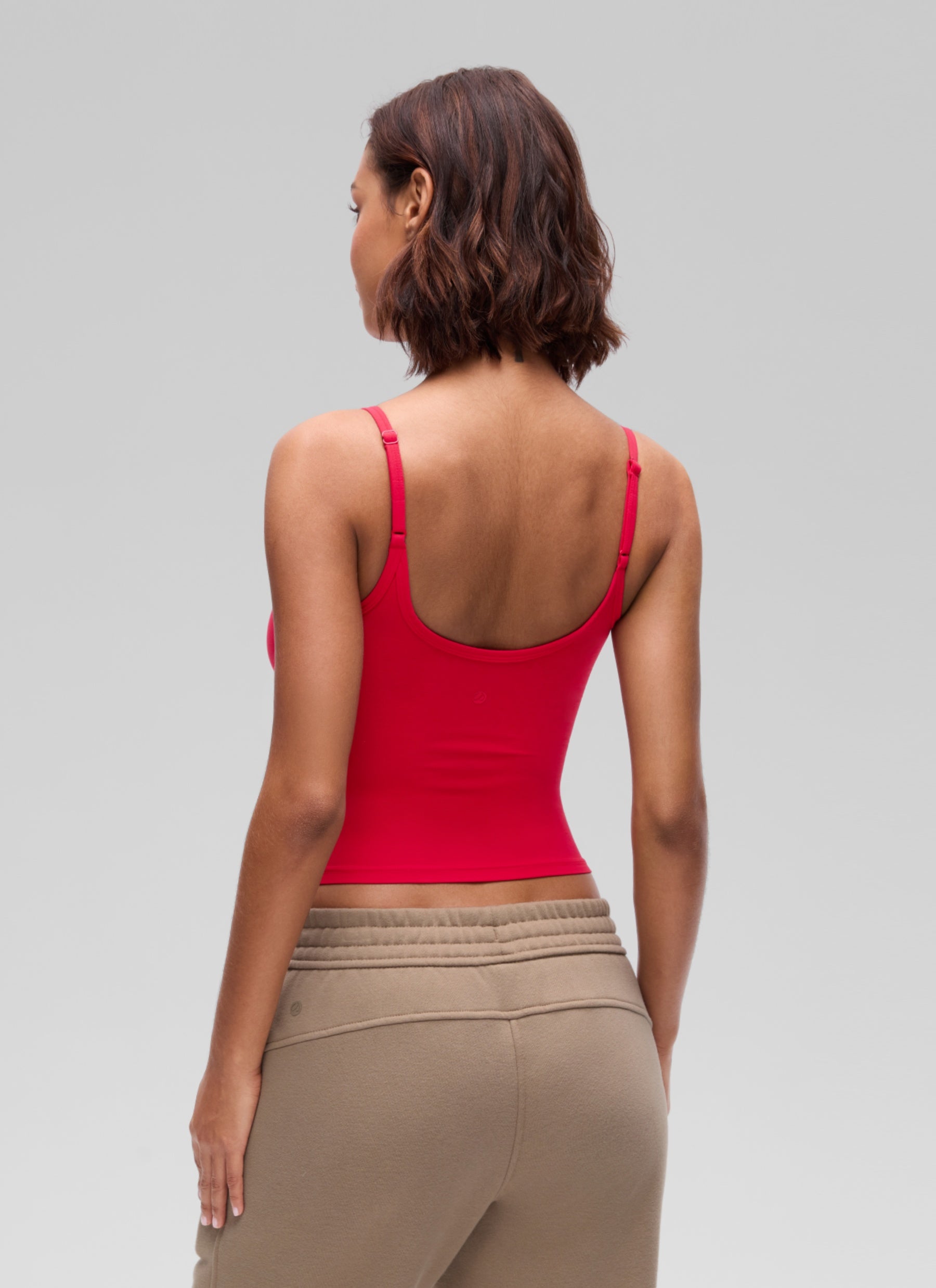 CRZ YOGA Women's Softembrace Casual Scoop Neck Double Lined Tank Aurora Red @model_info:T