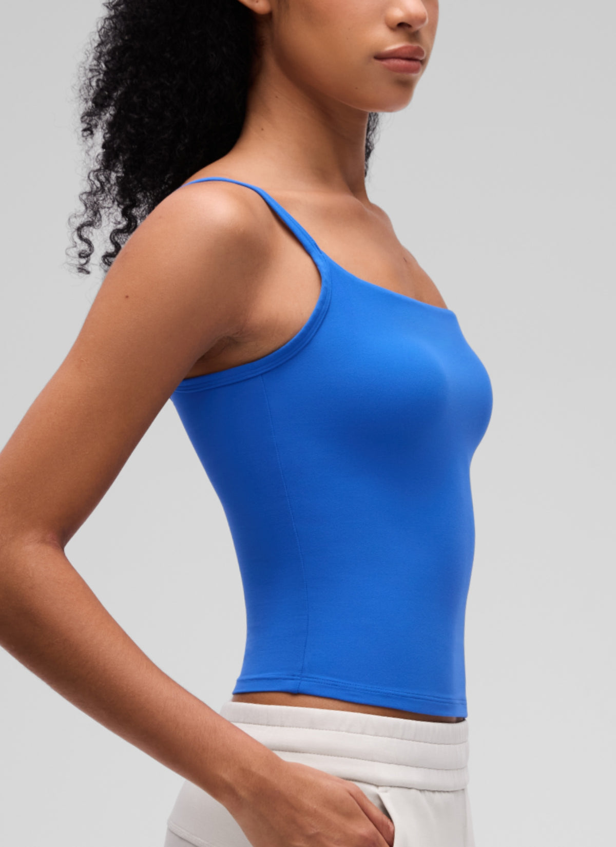 CRZ YOGA Women's Softembrace Casual Scoop Neck Double Lined Tank Sparkle Blue @model_info:S