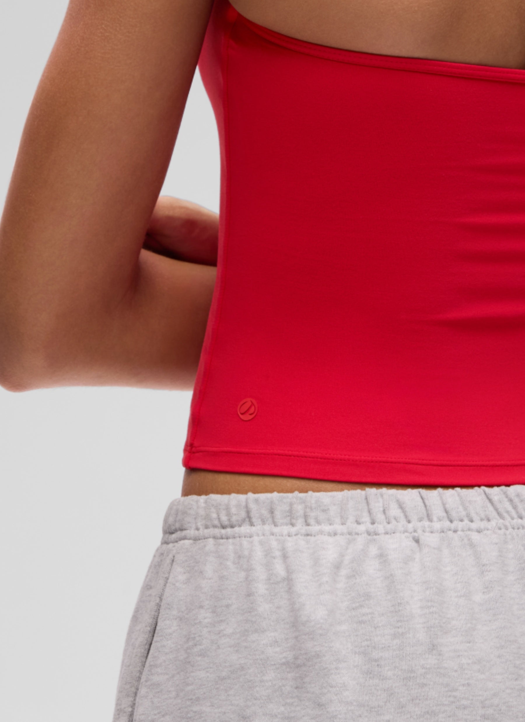 CRZ YOGA Women's Softembrace Casual Double Lined Crop Strapless Top Aurora Red
