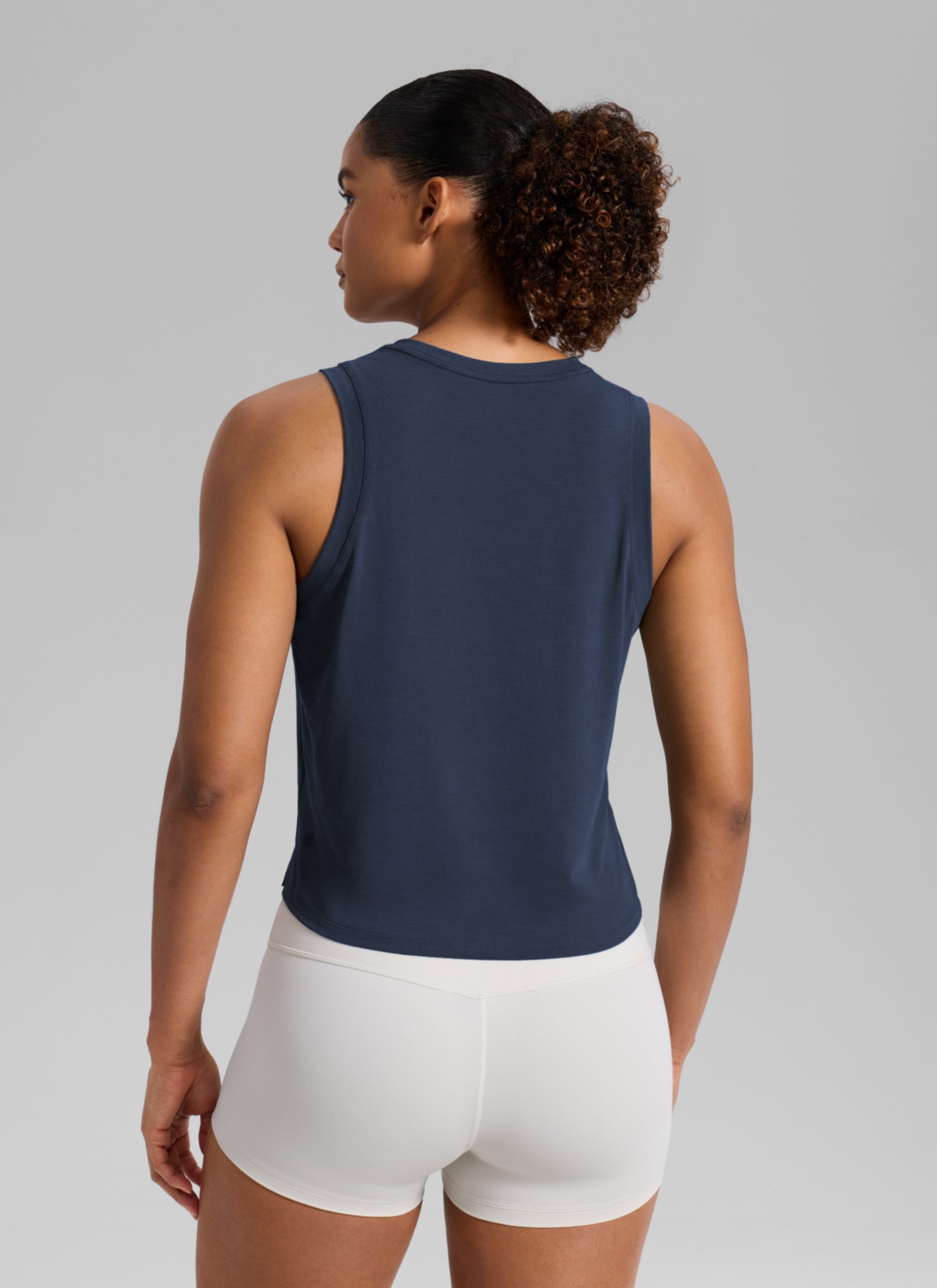 CRZ YOGA Women's Quick Dry Crop Racerback Sleevesless Tank Tops Club Blue