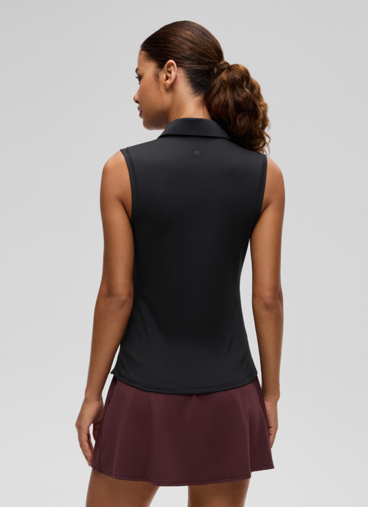 CRZ YOGA Women's Golf Tennis Hip Length Slim Fit Sleeveless Polo Black @model_info:J