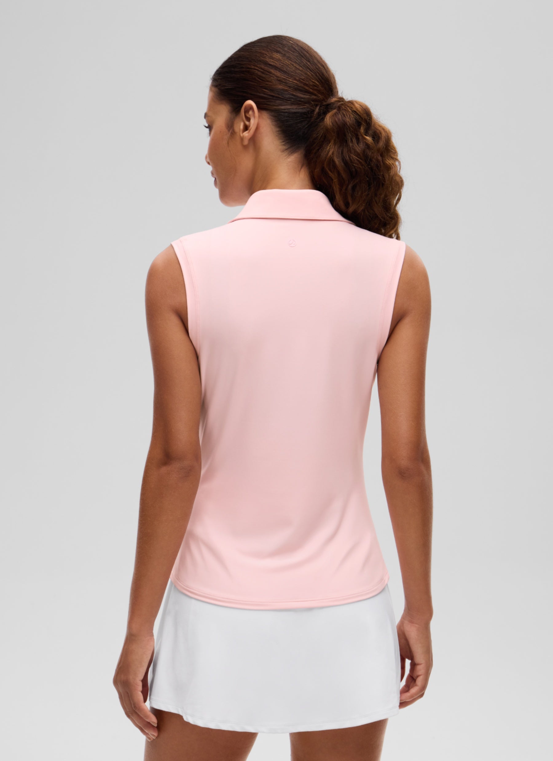 CRZ YOGA Women's Golf Tennis Hip Length Slim Fit Sleeveless Polo Strawberry Pink