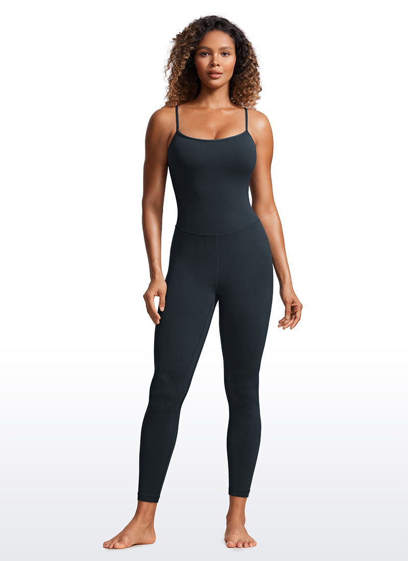 CRZ YOGA Women's Yoga Tight Fit Jumpsuits Build-in Bra Bodysuits Black