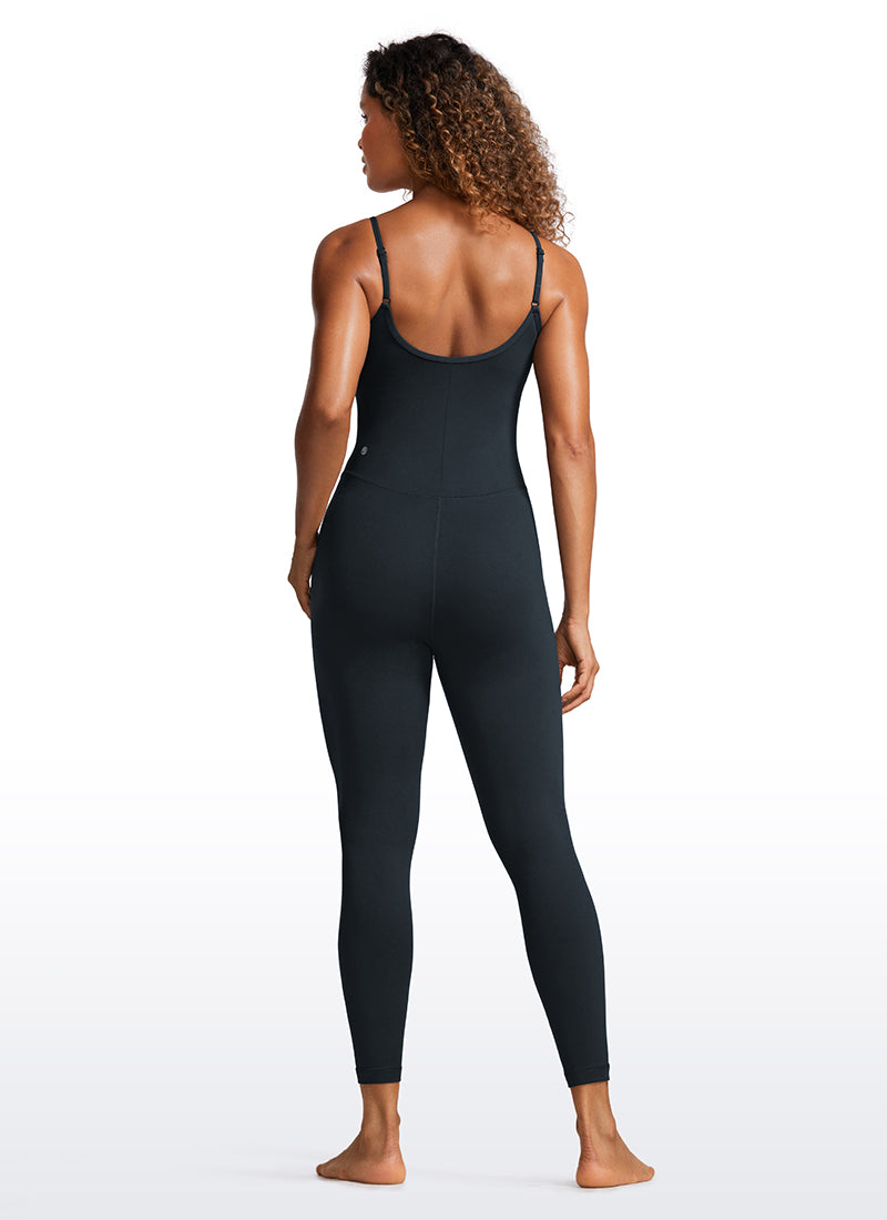 CRZ YOGA Women's Yoga Tight Fit Jumpsuits Build-in Bra Bodysuits Black