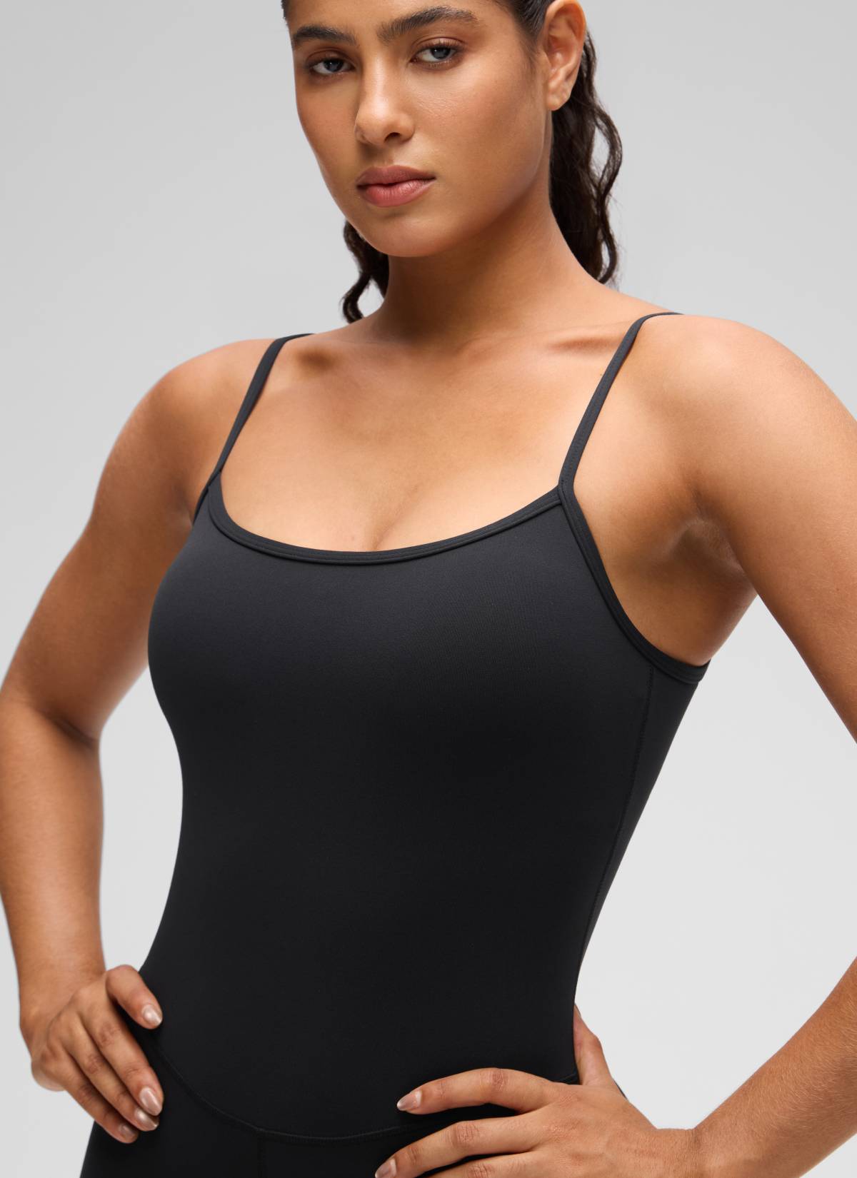 CRZ YOGA Women's Yoga Tight Fit Romper Shorts Bodysuit Jumpsuits Black @model_info:Carol