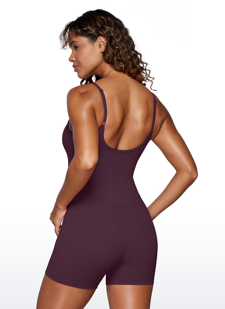 CRZ YOGA Women's Yoga Tight Fit Romper Shorts Bodysuit Jumpsuits Deep Purple
