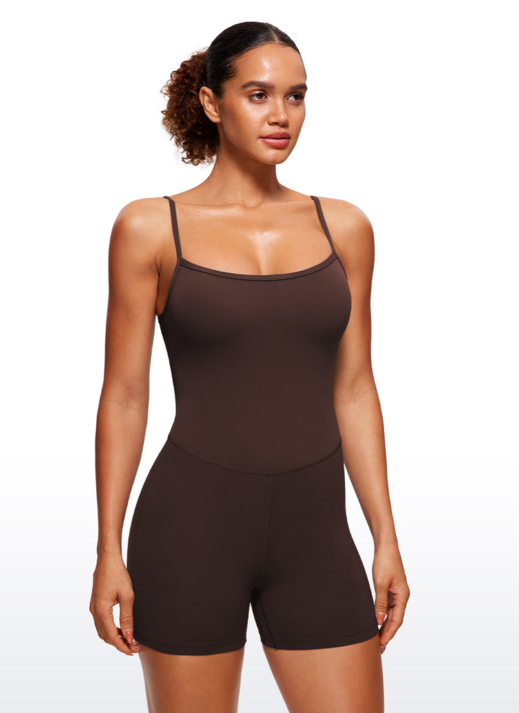 CRZ YOGA Women's Yoga Tight Fit Romper Shorts Bodysuit Jumpsuits Sparkle Blue