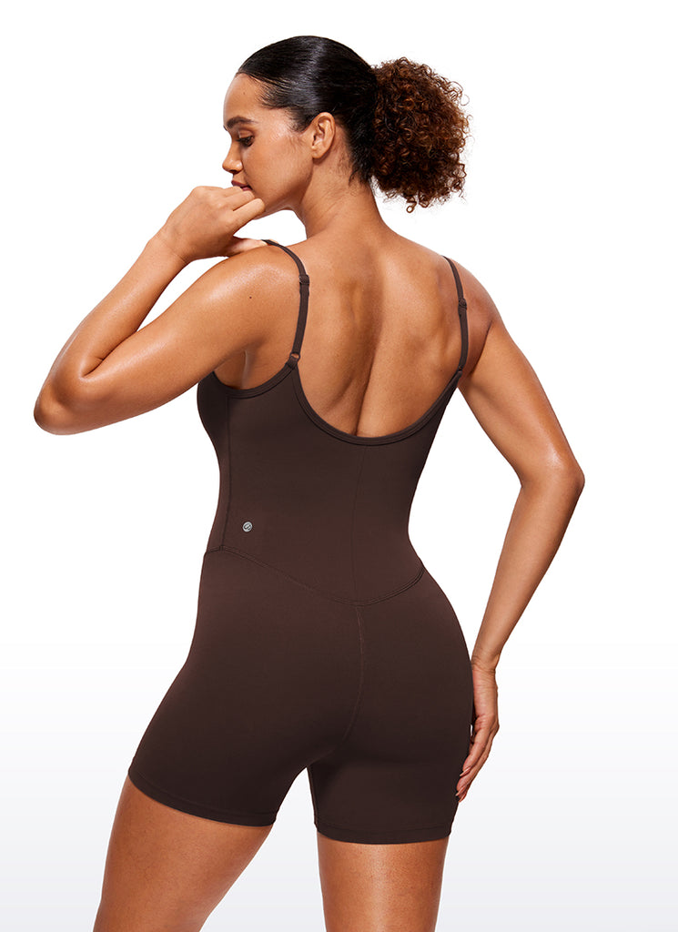 CRZ YOGA Women's Yoga Tight Fit Romper Shorts Bodysuit Jumpsuits Sparkle Blue