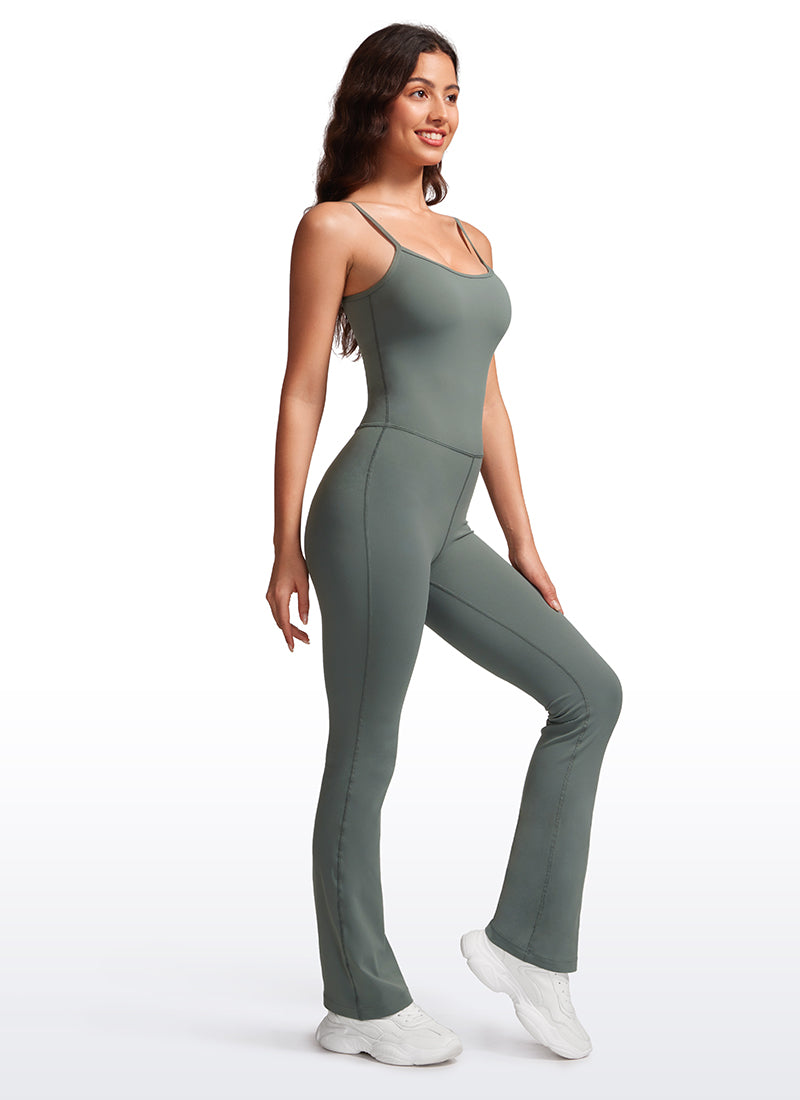 CRZ YOGA Women's Yoga Tight Fit Flare Jumpsuits Build-in Bra