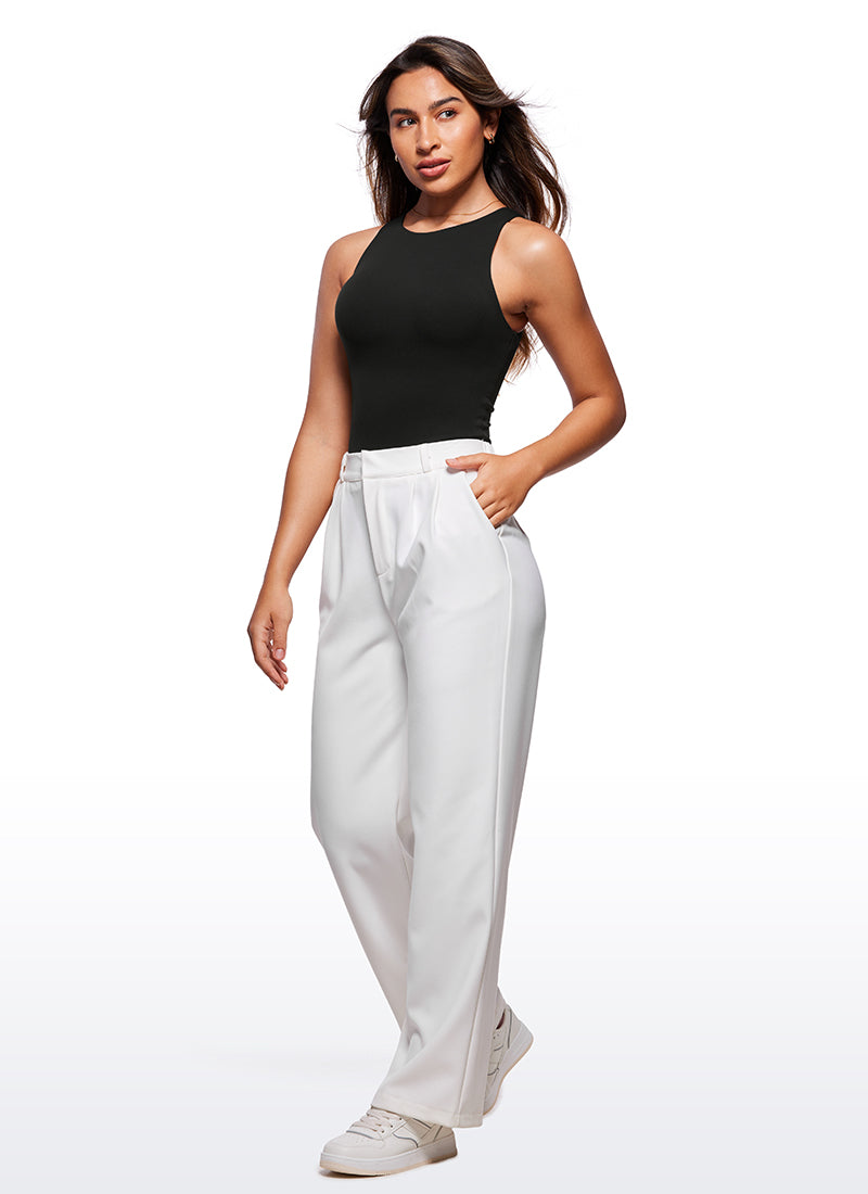 CRZ YOGA Women's Yoga Tight Fit High Neck Racerback Bodysuits