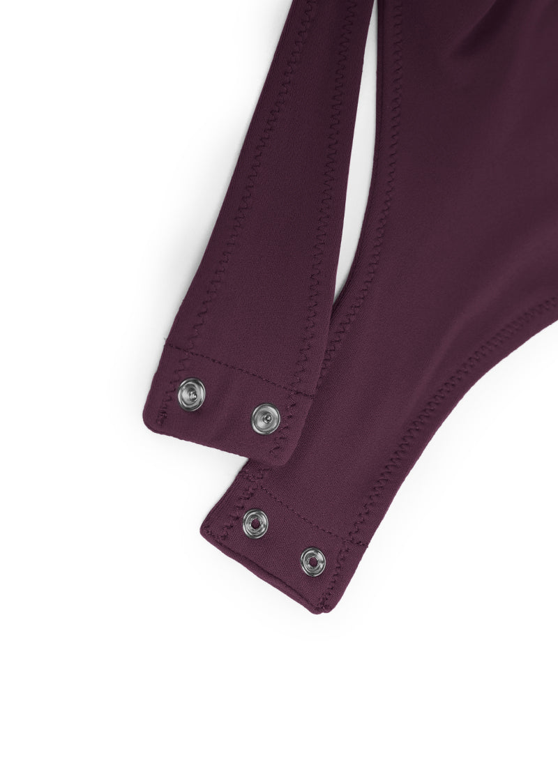 CRZ YOGA Women's Yoga Tight Fit High Neck Racerback Bodysuits Deep Purple