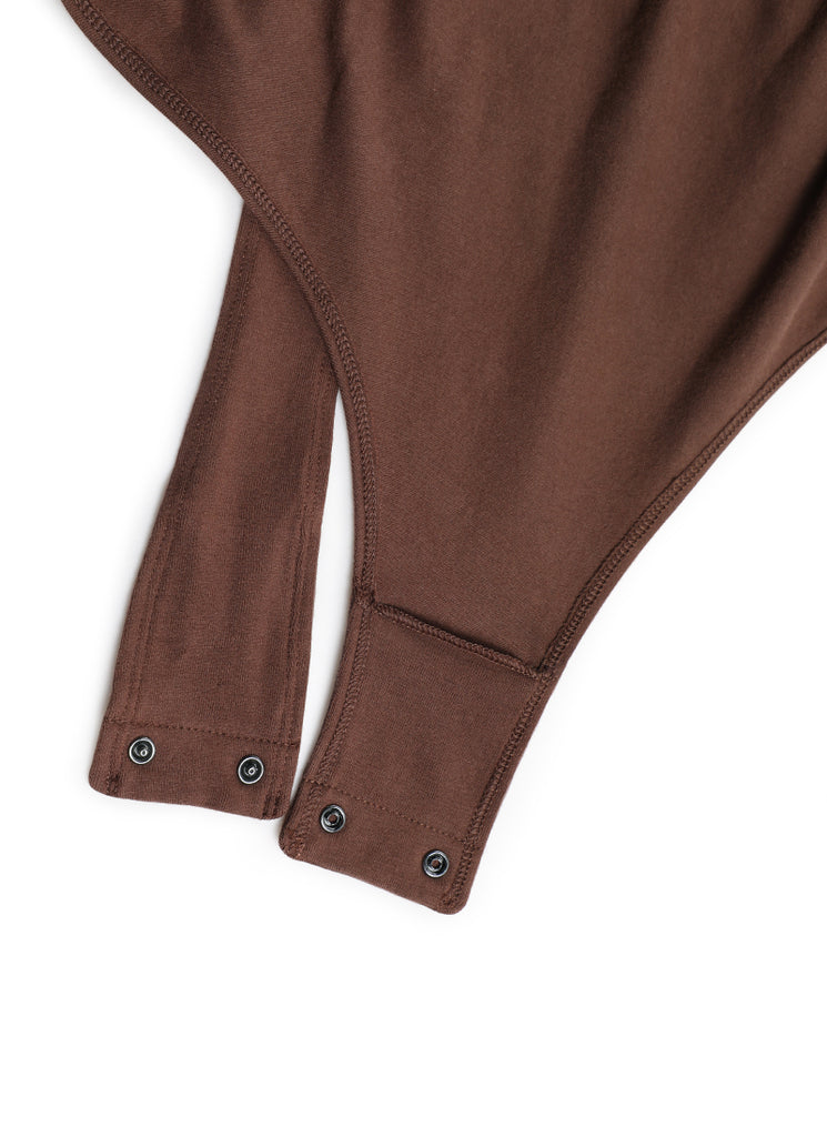 CRZ YOGA Women's Yoga Crew Neck Short Sleeves Bodysuits Coffee Brown