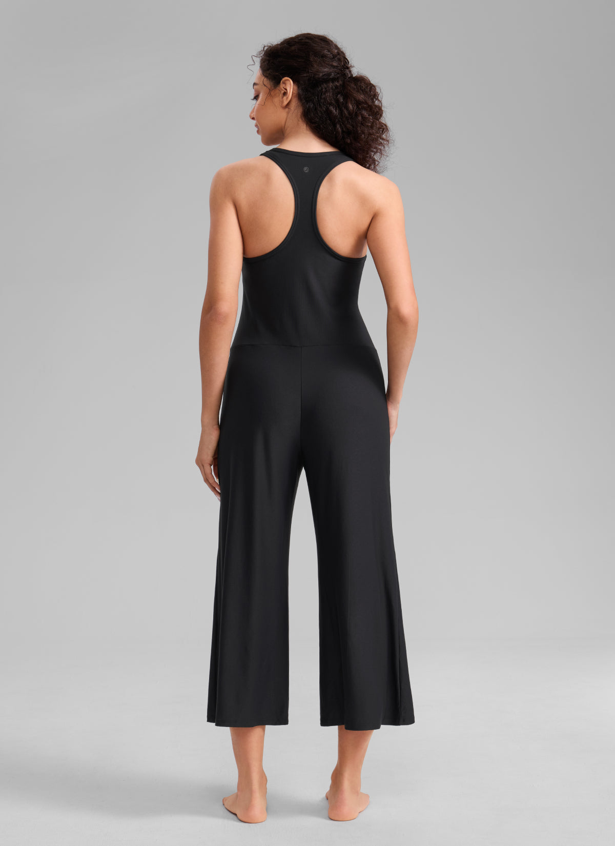 CRZ YOGA Women's Cloudweight Casual Racerback Wide Leg Jumpsuit Black