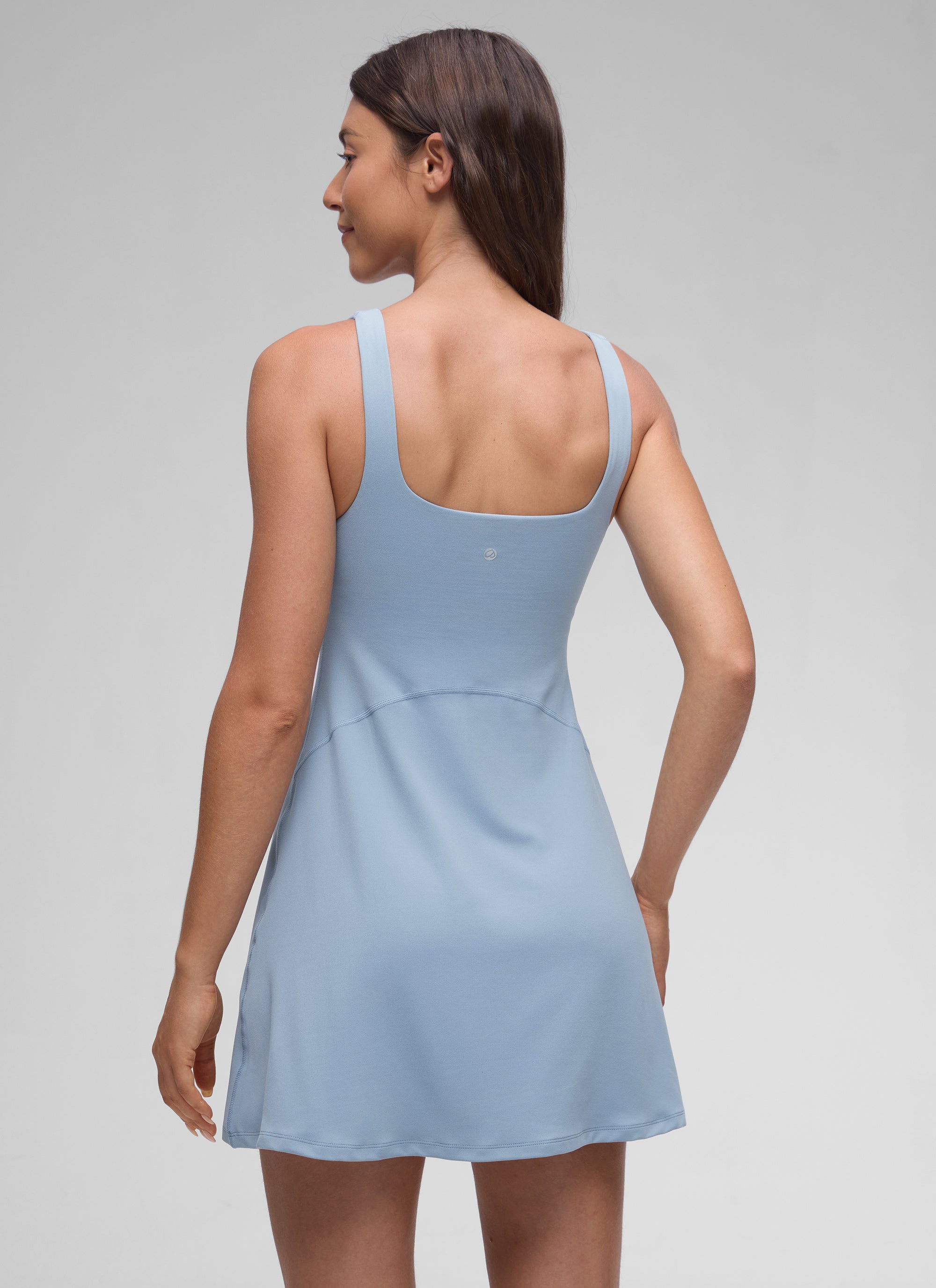 CRZ YOGA Women Butterluxe Square Neck Shelf Bra Tennis Dresses A line Cambric Blue