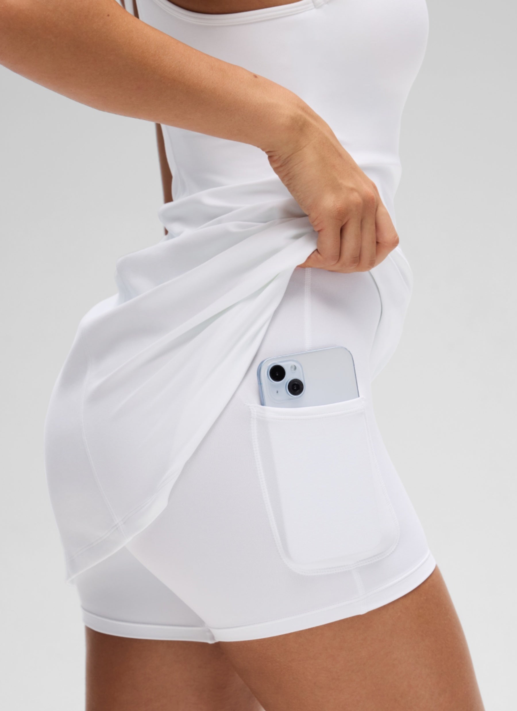 CRZ YOGA Women’s Butterluxe Casual Cross Back Slim Fit Dress White