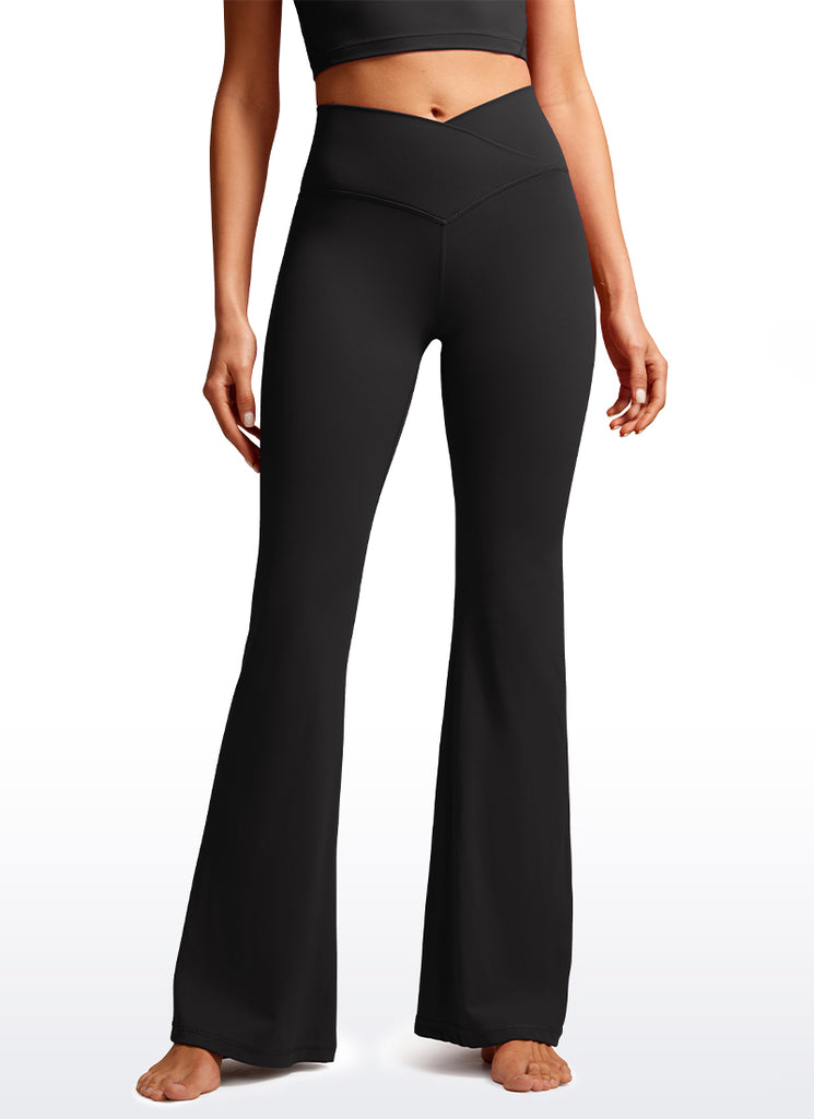 CRZ YOGA Women Butterluxe V Crossover High Waist Flare Leggings 31" Hot Fudge Brown